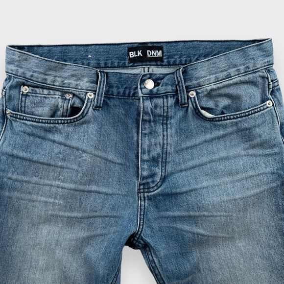 $250 BLK DNM Mens 33x32 Jeans 15 Slim Straight Dellwood Blue Mid Rise Denim - Picture 1 of 12